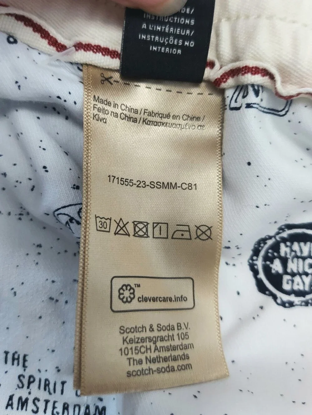 Scotch & Soda Amsterdam Fave Light Blue Organic Cotton Linen Mens Shorts XL*